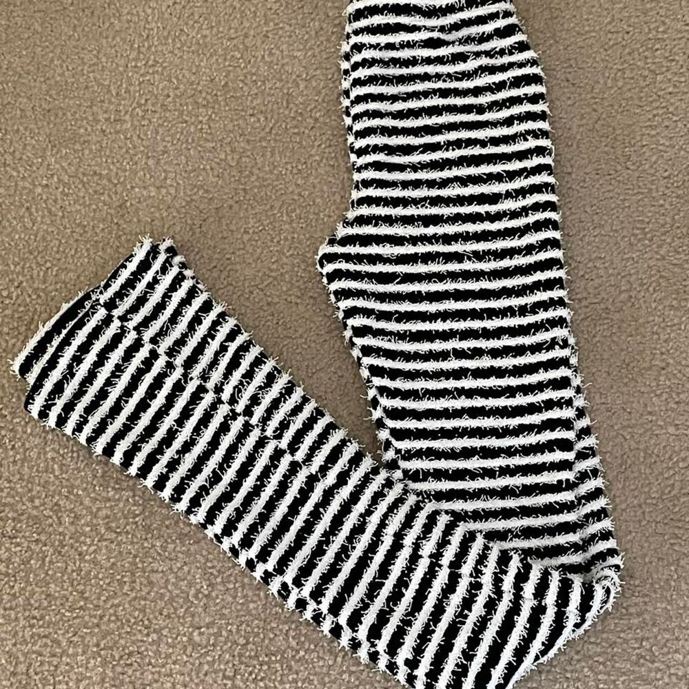 Goth Textured Striped Black and White Legging